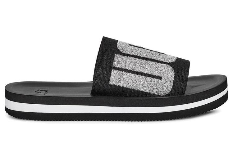 UGG Zuma Metallic Graphic Black Slippers Women's 1101558-BLK
