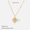European and American Ins Stainless Steel 18K Gold Necklace Fashion Colored Diamond Round Pendant Light Luxury Four-leaf Clover Collarbone Chain Set