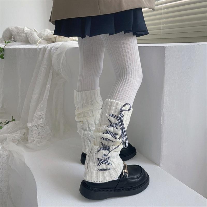 Fashion Leg Warmers for Little Girls Knee High Socks for Dress Toddler Slouchy Lace Up Bowknot Socks Thick Warm Leggings
