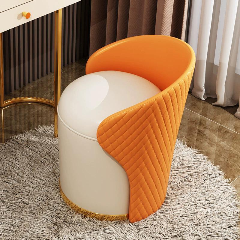 Same Day Delivery Luxurious Bedroom Vanity Stool: Solid Wood Swivel Makeup Chair with Backrest