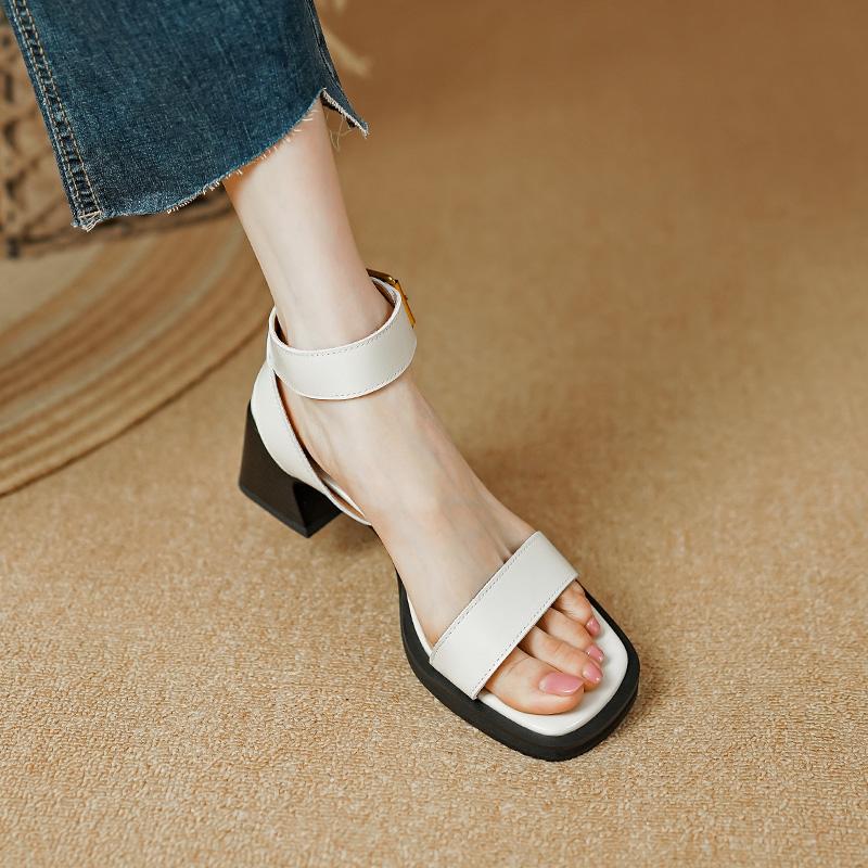 2024 Summer Fashion Women Shoes Women Open Toe Chunky Heel Sandals High Heel Shoes for Women Concise Women Sandals Heels Women