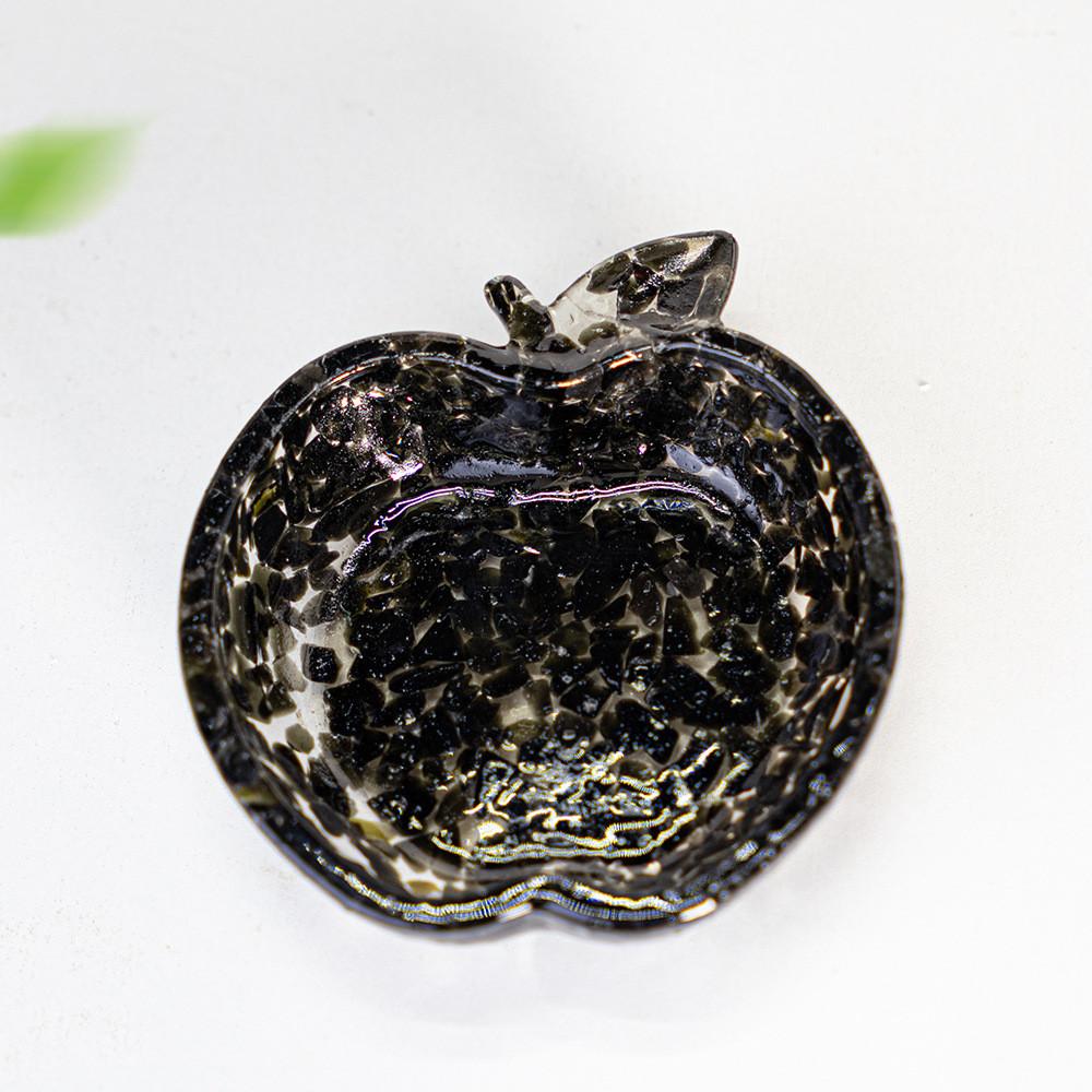 Water Crystal Resin Apple Shape Storage Tray With Elegant Plant Design For Office And Home Decor