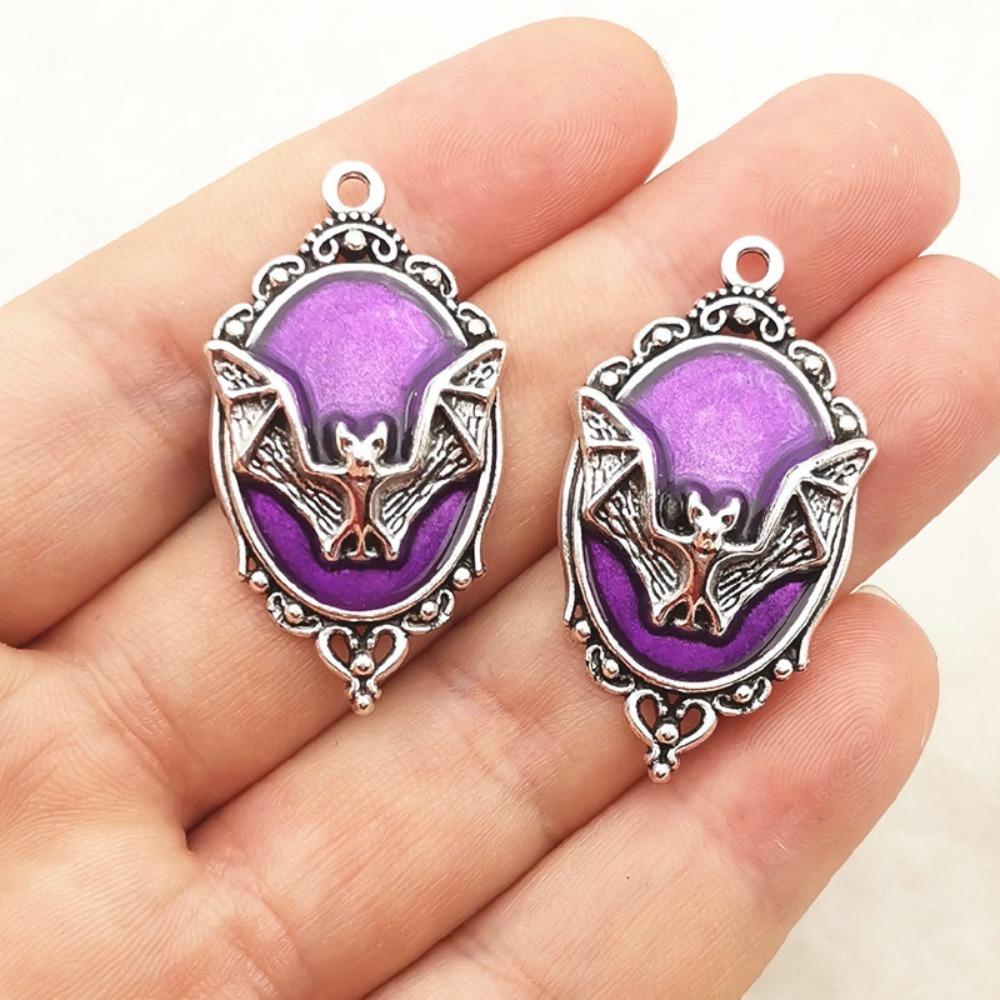 10PCS Cameo Style Bat Pendant Charm Enamel Coating Gothic Pendant Charm Halloween Costume