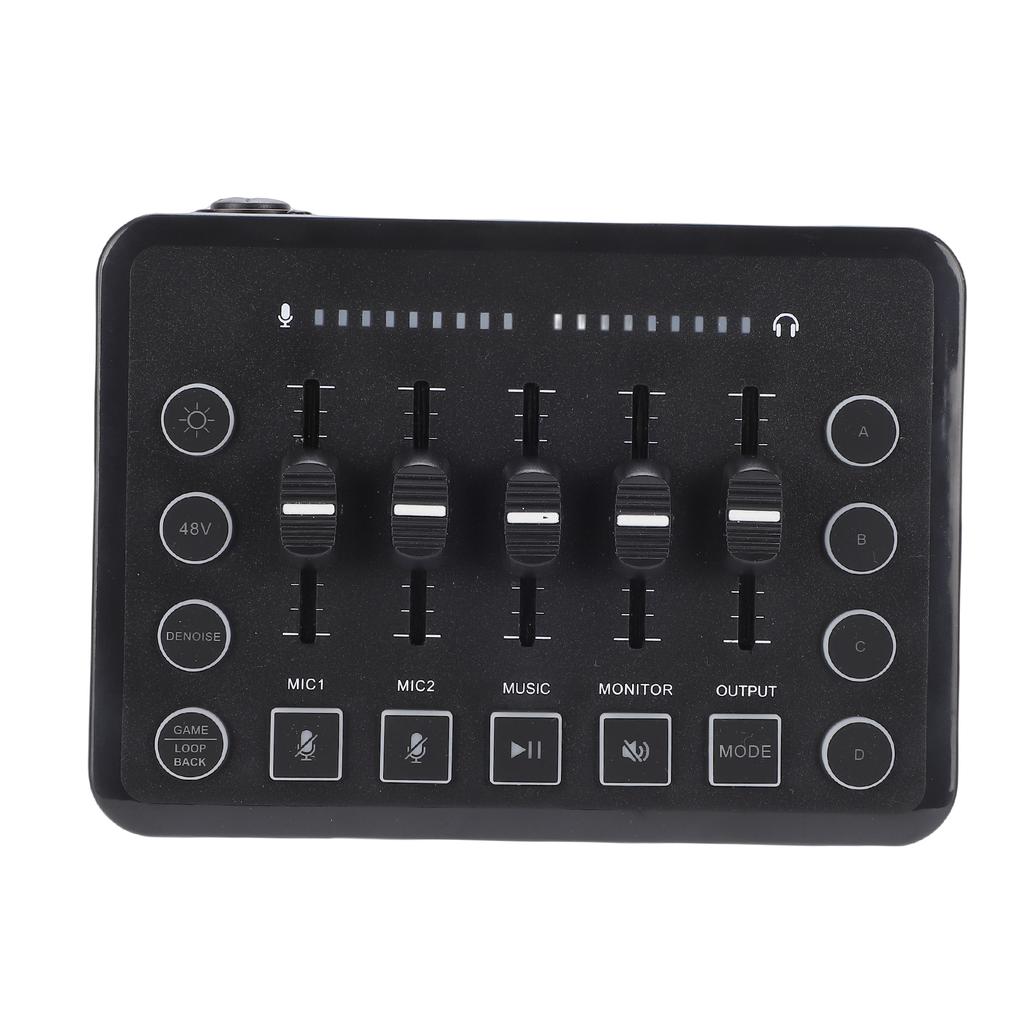 Wireless Live Streaming Sound Card Mixer, Noise Reduction, RGB Lights, 4 Custom Recording Buttons, BT5.0, Compatible