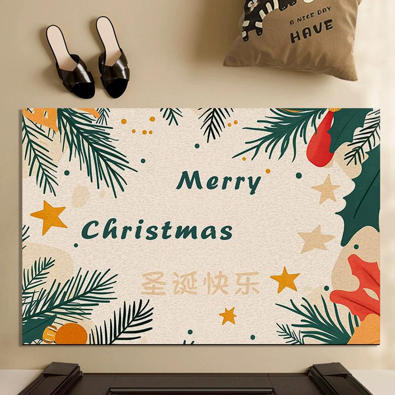 Entry Mat Entry Mat New Christmas Carpet Home Anti-slip and Dirt Can Be Cut Silk Ring Foot Mat