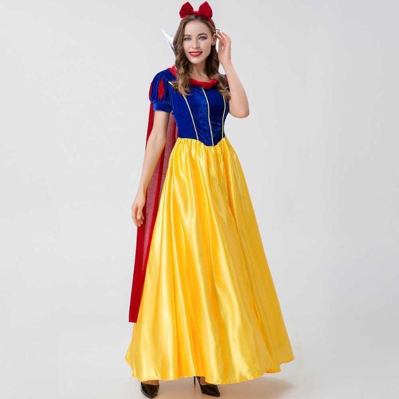 

Новое платье Белоснежки для взрослых, одежда для художественного выступления, одежда для выступления в парке развлечений, одежда для драматического представления на День защиты детей M жёлтый