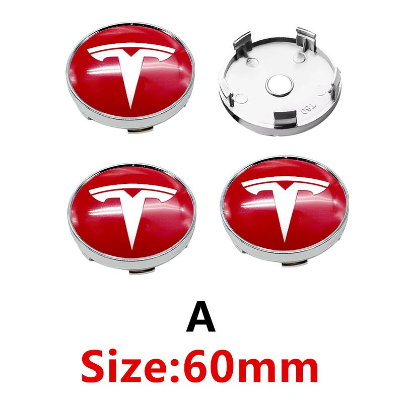 ICTB3 4pcs/set 60mm Tesla Car Wheel Center Hub Cap Cover Emblems Sticker Car Logo Car Styling Accessories for Tesla Model 3 Y S X
