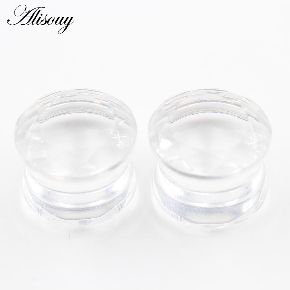 Alisouy 2PCS 6-19mm Schwarz Glas Rhombus Abschnitt Runde Ohr Tunnel Plugs Expander Keil Messgeräte Ohrring piercing Körper Schmuck