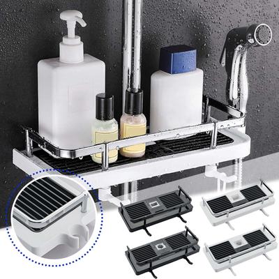 Support de rangement pour tige de douche, sans perceuse, étagères de douche, porte-shampoing, porte-Gel douche, porte-savon pour douche, convient à une tige de 18 à 24mm