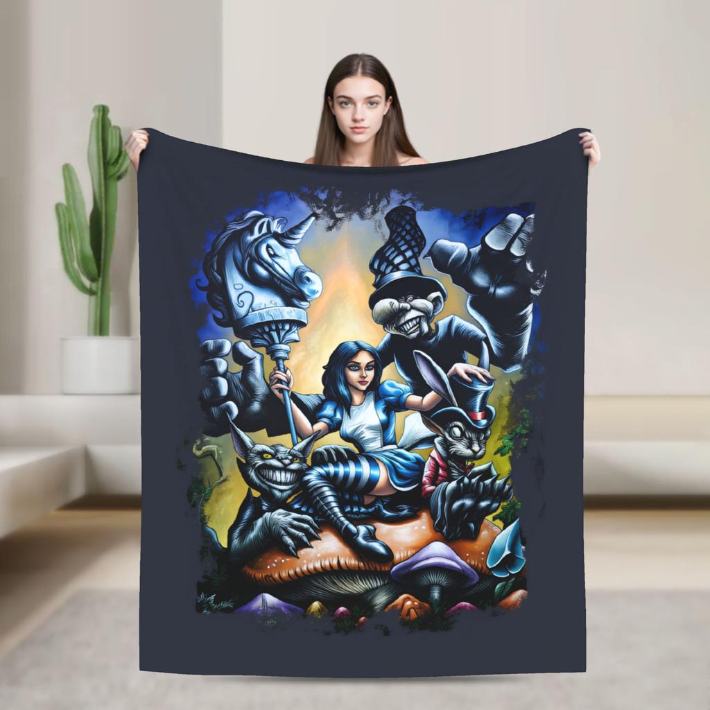 Dark Alice Madness Returns Game Flannel Blanket Spring  Warm Soft Throw Blanket Home Decor Pattern Bedspread Sofa Bed Cover
