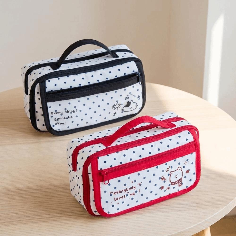 Y2k Polka Dot Pencil Case Desktop Storage Stationery Storage Bag Pencil Pouch Kids
