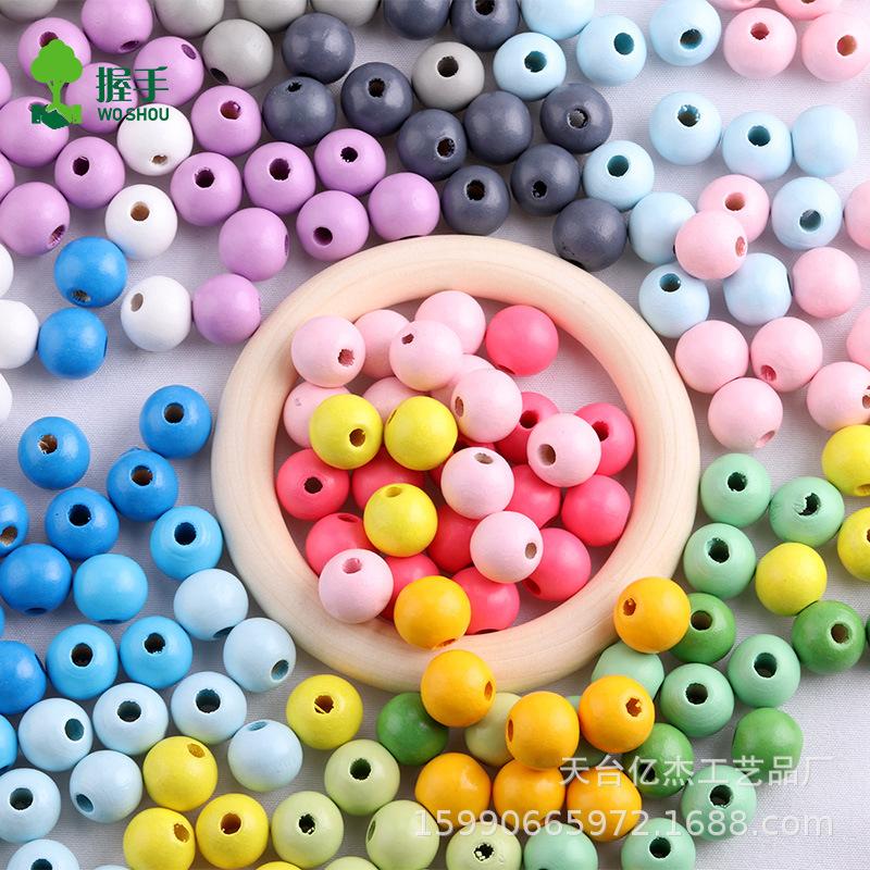 DIY Beech Wood Round Beads - Candy & Macaron Colors Jewelry Accessories