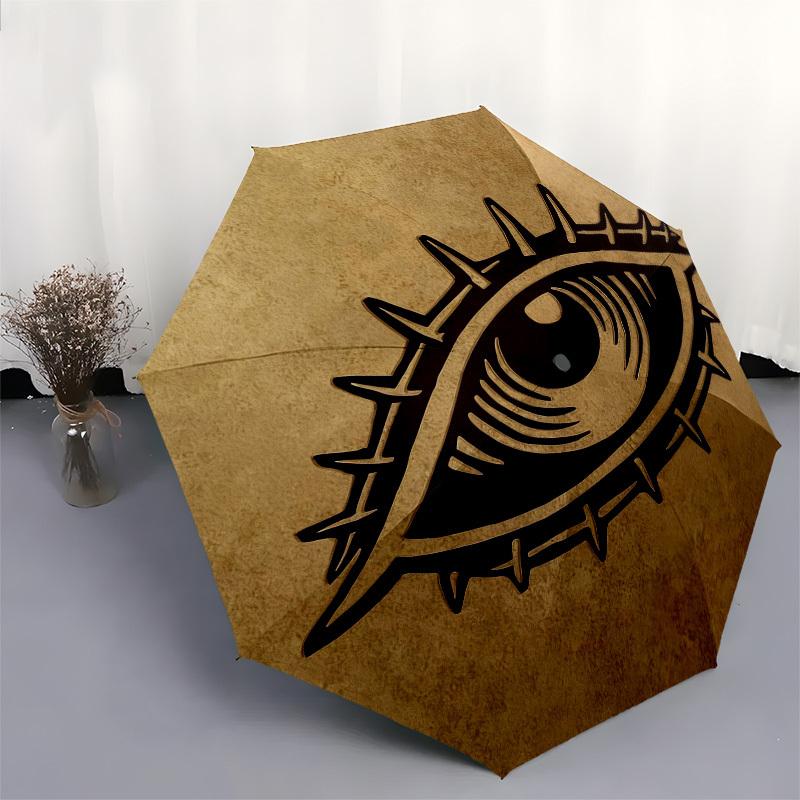 1pc Eye Spikes Automatic Folding Umbrella, Heavy Duty 8 Rib Iron Frame, Suitable for Travel, Daily Use, Birthday, Decor Gift 86
