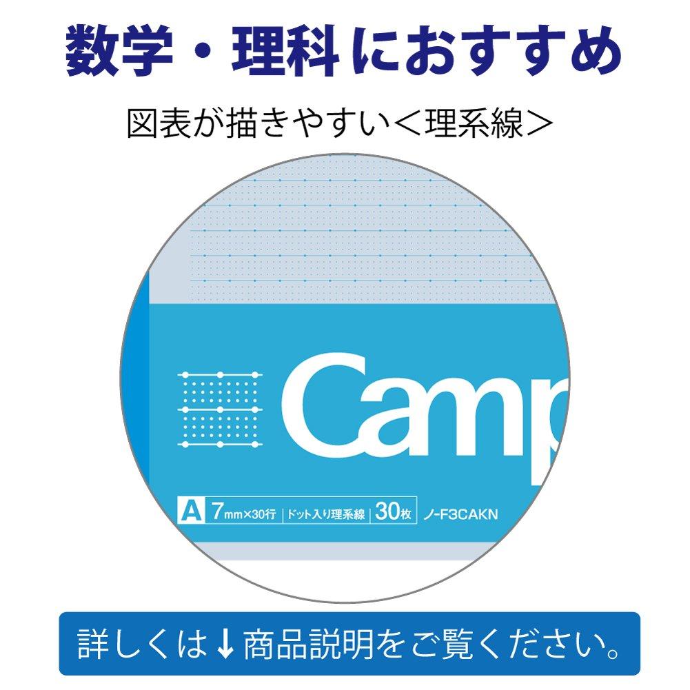 KOKUYO Campus Dotted Ruled Lines F3CAKNX5 Notebook, (A-ruled 7mm), 5-Color Pack, B5, No.