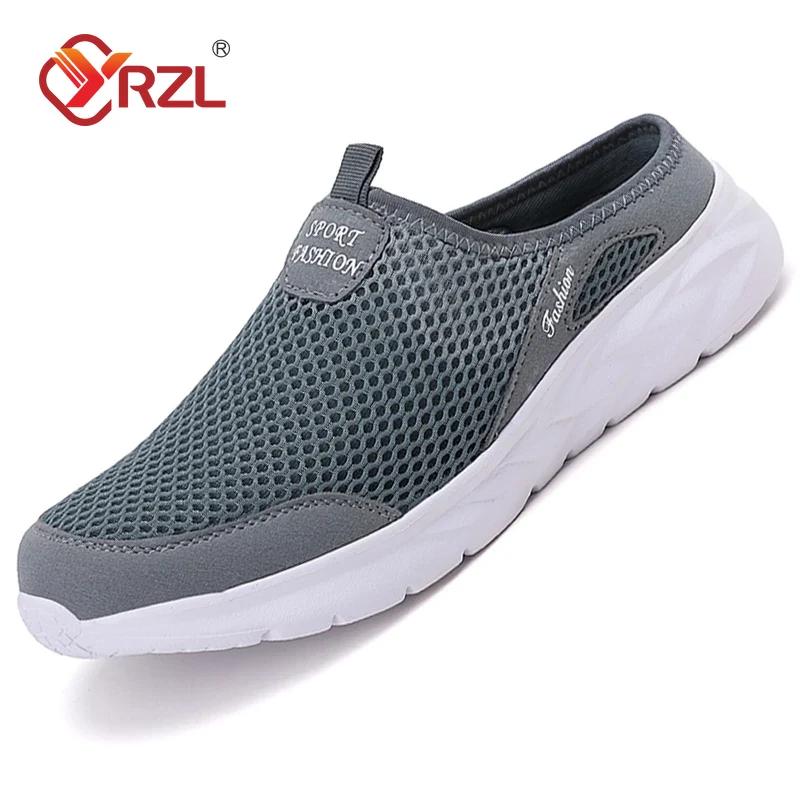 YRZL Men Half Slippers Man Shoes Anti Slip Sneakers Casual Shoes for Man Lightweight Male Flat Slipper Mens Beach Sandals Summer