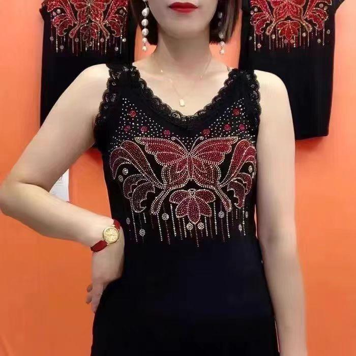 

Женский кружевной топ-жилет с V-образным вырезом без рукавов большого размера с ромбовидным узором 4XL