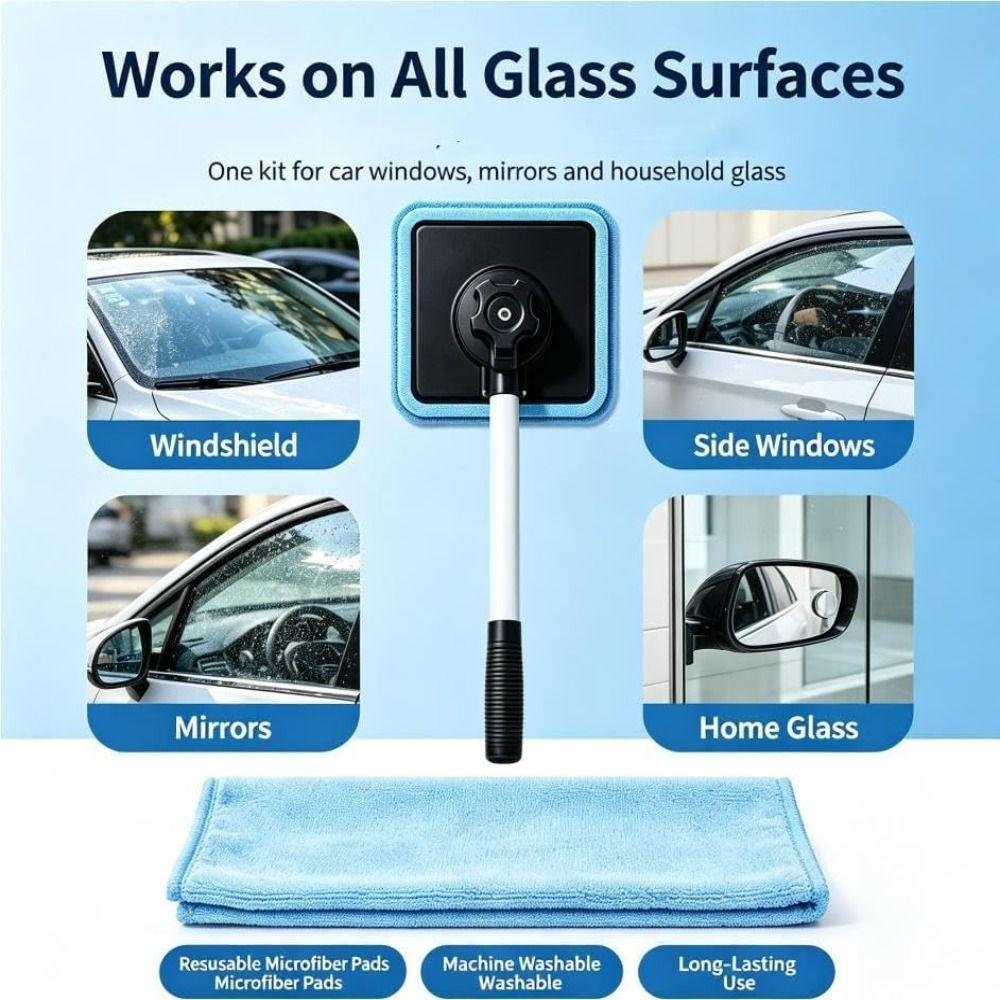 Glasreinigungskit Auto-Fensterreinigungswerkzeug Ausziehbarer Griff Auto-Windschutzscheibenreiniger Seitenfenster