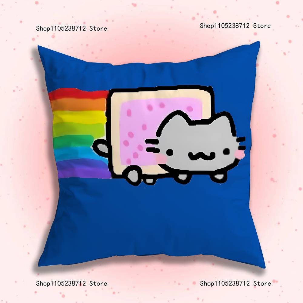 N-Nyan Cat Pillowcase Pillowslip Cushion Plush Boys Girls Cartoon Anime Kawaii Decoration Kids Birthday Cute Gifts
