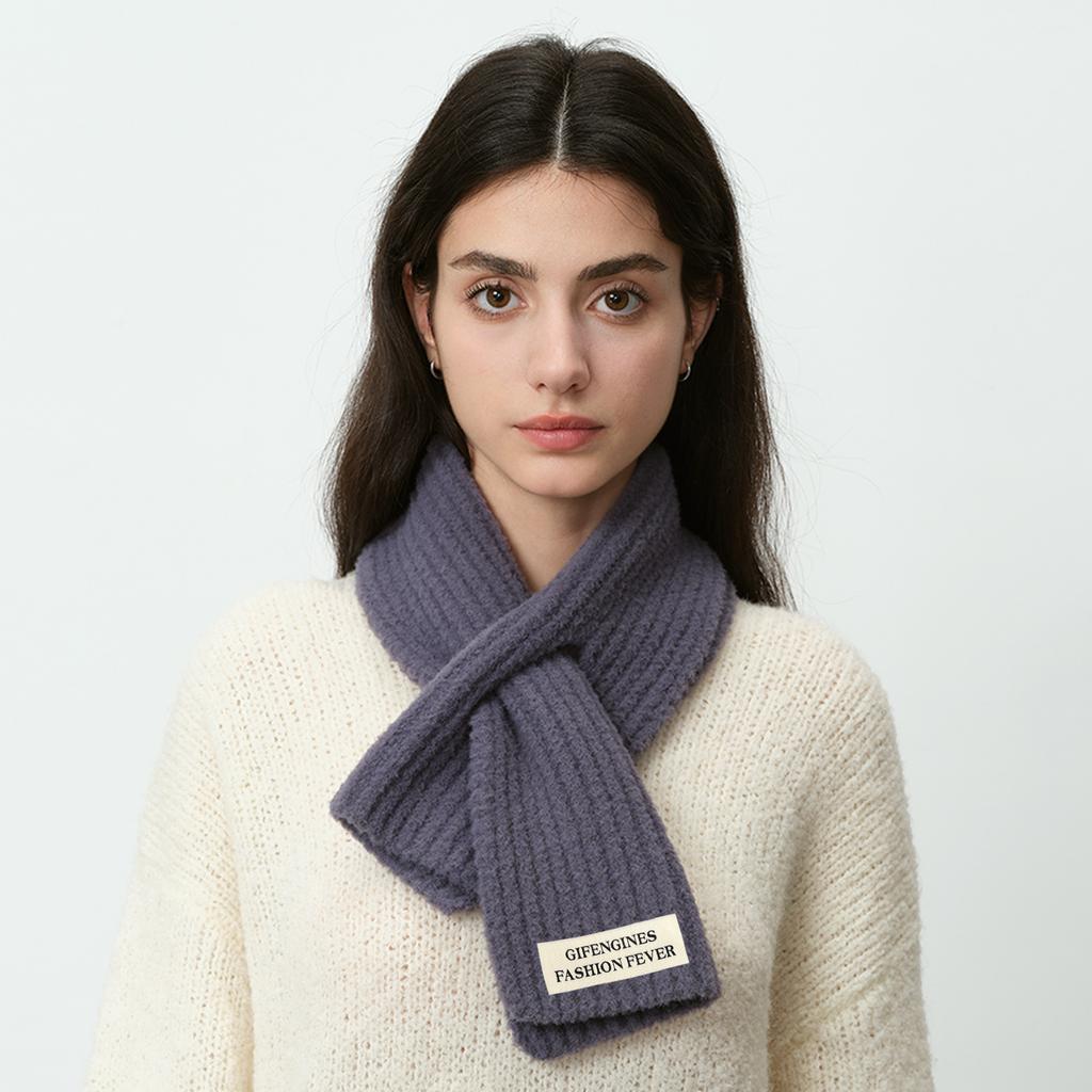 Designer's New Autumn and Winter Personality Sweet and Versatile Warm Cross High-end Knitted Scarf Small Scarf Women