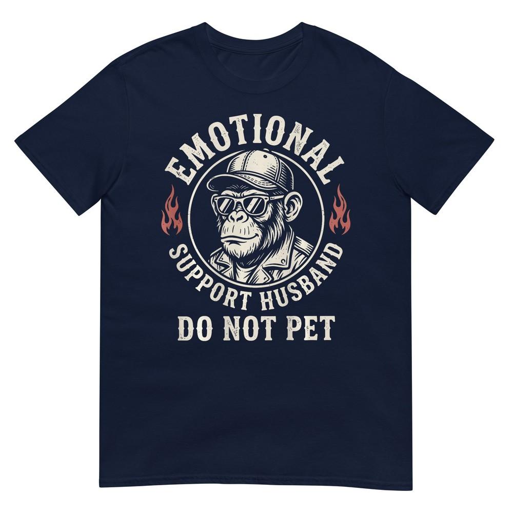 Monkey Vintage Emotional Support Husband Saying Unisex 2 Sided TShirt S