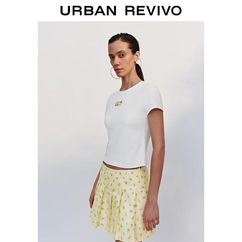 UR Women's Slim-Fit Beaded Letter Short Sleeve T-Shirt