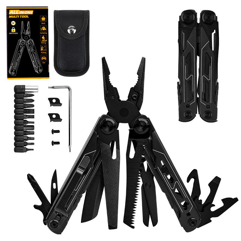 Outdoor Portable Multi-Tool Knife Pliers 17-in-1 Stainless Steel Rust-proof Folding Multi-Function Camping Gear Wallet чёрный