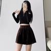 2024 Stylish High Waist Gold Velvet Wide-Leg Shorts for Women - Spring/Autumn Fashion