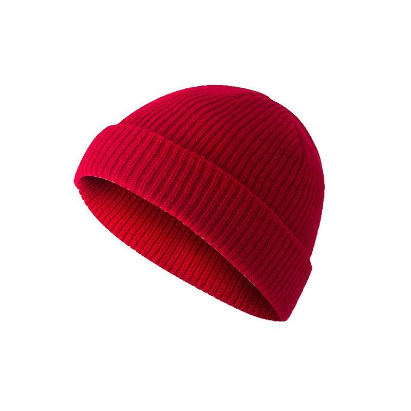 

Solid color knitted hat men s autumn and winter hip-hop hat short trendy brand big head circumference warm wool cold hat M（56-58cm）