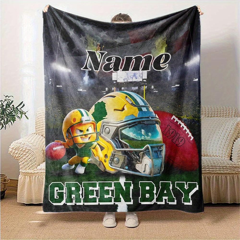 Football Player Helmet American Flag Stadium Customized Your Name Blanket Lightweight And Comfortable Warm Blanket Suitable For Bed Home Chair Office