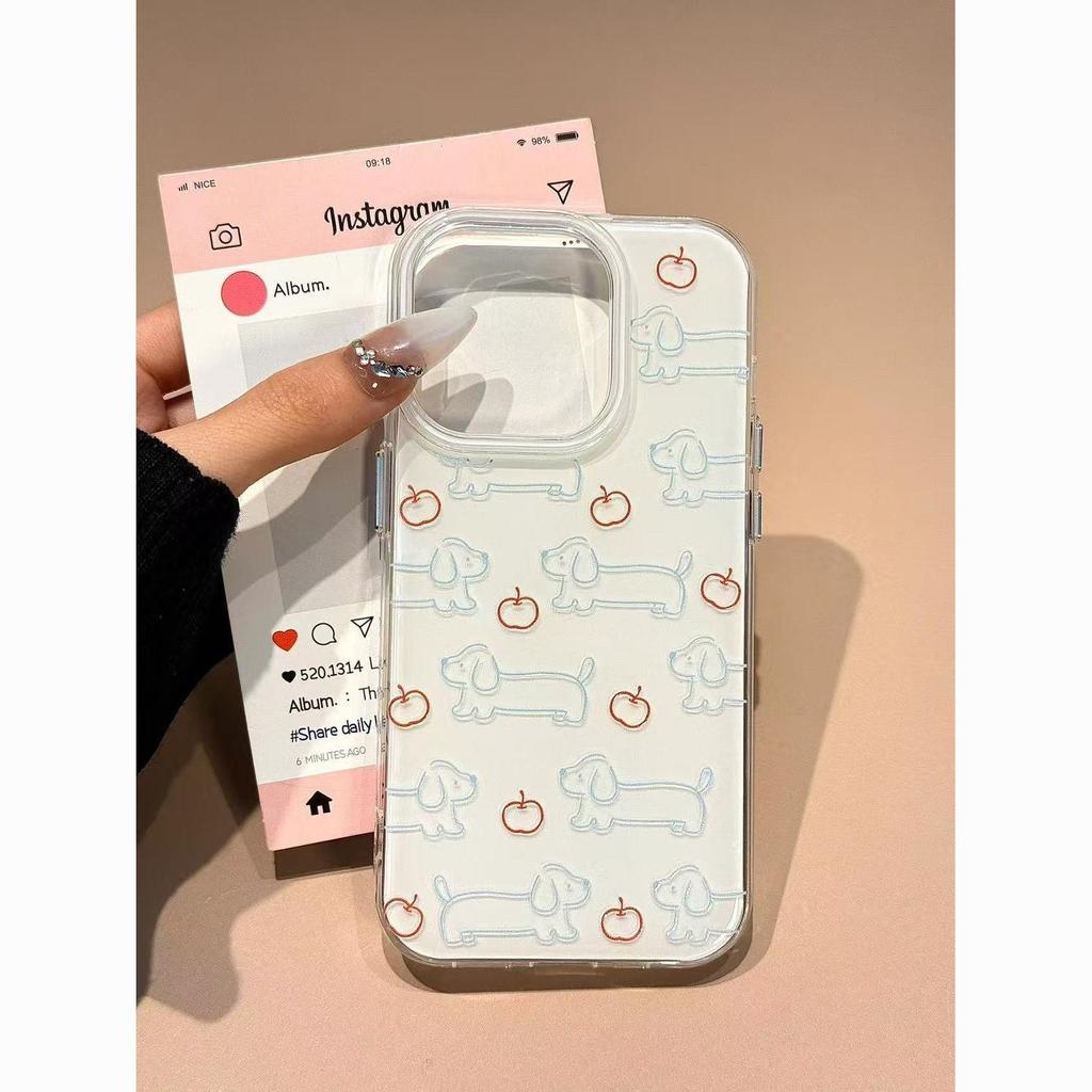 Simple Apple Puppy iPhone17promax Mobile Phone Case Air Suitable for Apple 16promax White Background Imd Case