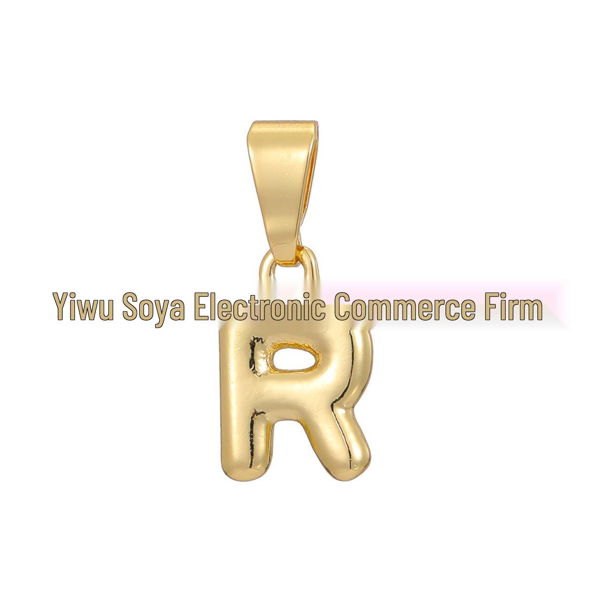 

18k Gold-Plated Brass Mini Bubble Letter Pendant Necklace, DIY Personalized with 26 English Letters. Single Letter