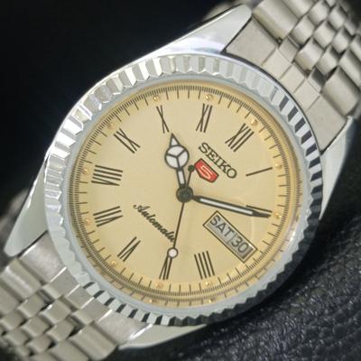 REFURBISHED VINTAGE SEIKO 5 AUTOMATIC JAPAN MENS ROMAN FIGURE WATCH A442097-1