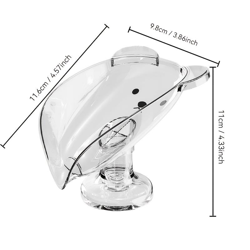 [Clear Plastic Soap Dish] Adhesive-Free Clear Plastic Oval Soap Dish with Suction Cup and Drainage Hole | Cartoon Bear Design,No-Drill Soap Holder