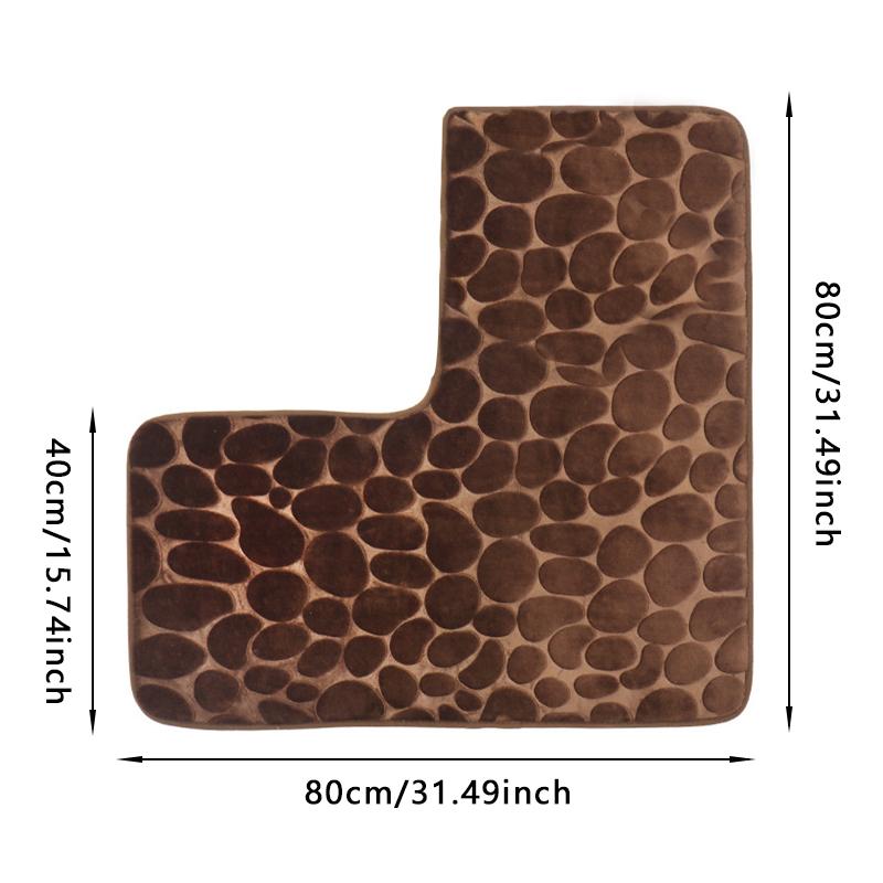 Bathroom Absorbent Foot Mat Shower Room L-Shaped Furry Flannel Bathroom Floor Mat Thick Nonslip Bathroom Mat Toilet Entrance Mat