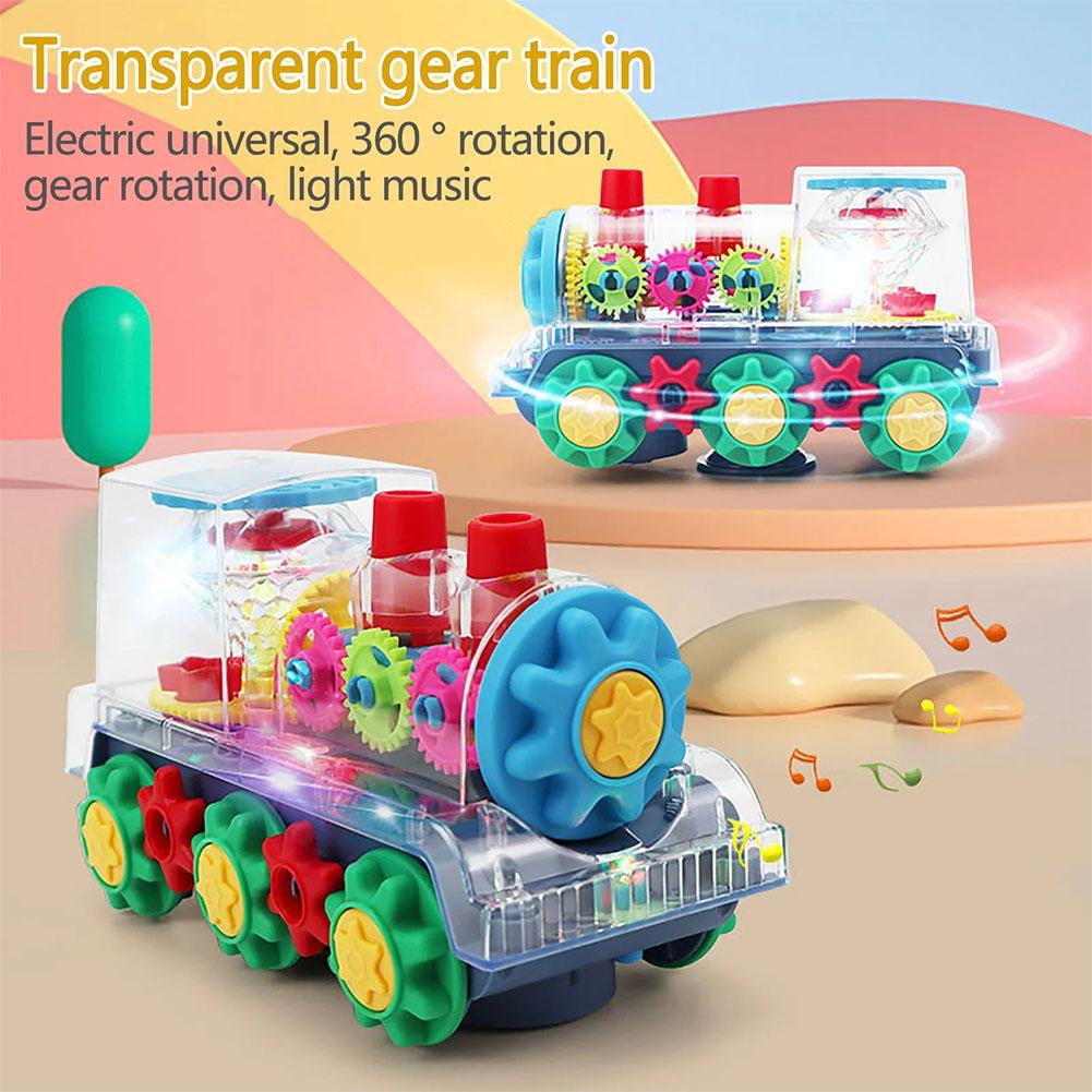 Cartoon Press Gear Car Toy Lnertia Pull-back Transparent Car Baby Puzzle Sliding Toy Transparent Mechanical Learn Train