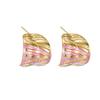 C-Form Unregelmäßige Linie Tropföl Ohrringe, 18 Karat Gold, Colorblock, Elegant & Vielseitig für Damen
