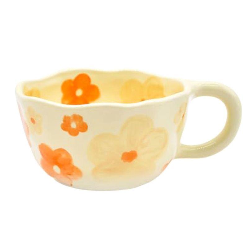 

AEE4-Elegant Floral Mug Coffee Cup With Flower Decorations, 250Ml Spring Drinkware For Home Decor