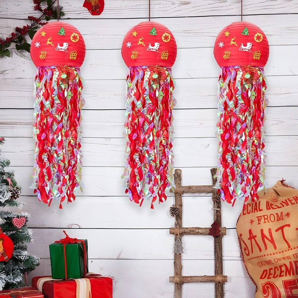 

Handmade Xmas Paper Lantern With Tassels Artificial Paper Ornament Home