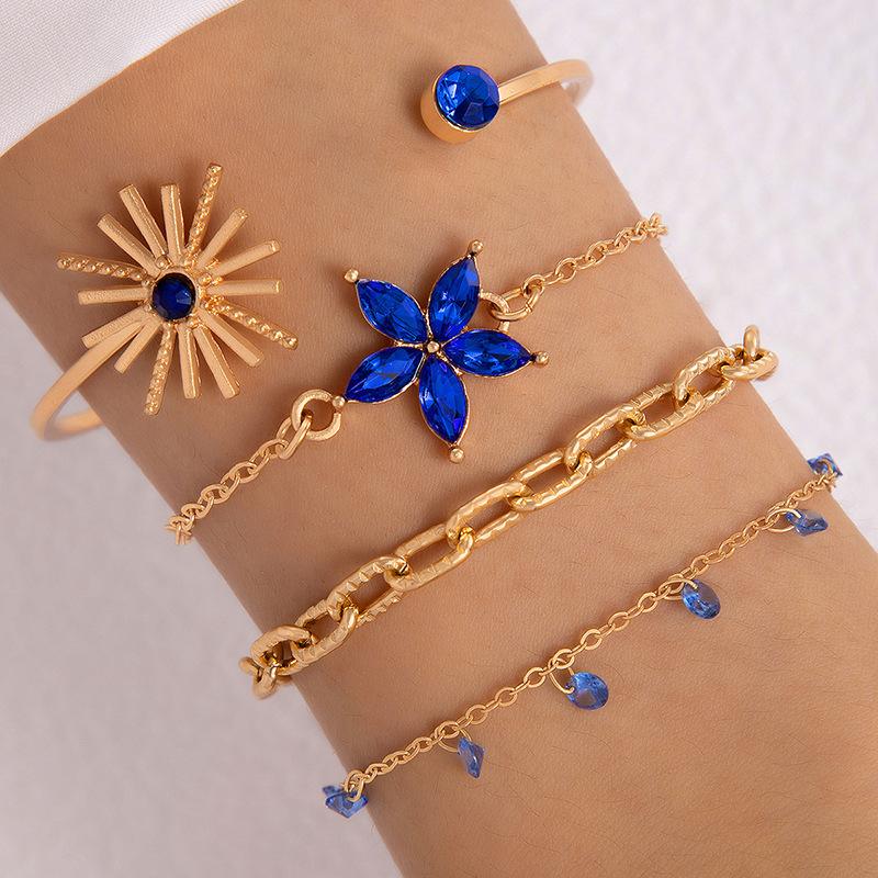 Premium Jewelry, Colored Flower Diamond Four-layer Bracelet, Leaf Sunflower Bracelet Wholesale