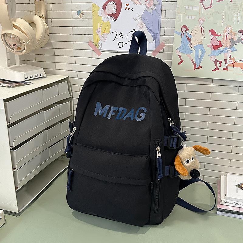 Korean Version of the New Thickened Fabric Collegiate Style Schoolbag College Student Fashion Large Capacity Backpack Middle and High School Backpack