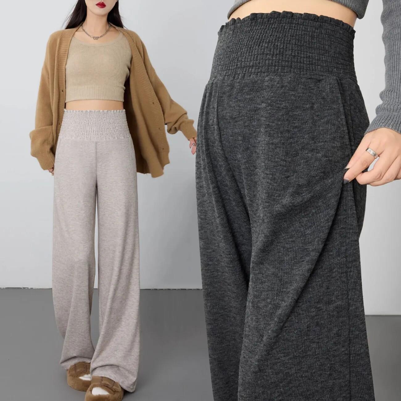 

Maternity Wide-Leg Pants for Petite Women - Lace Trim, Tummy Support, Comfortable, Non-Tight Casual Wear for Spring & Autumn L