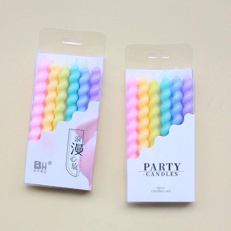 Romantic Heartstrings Macaron Color Thread Candle Birthday Cake Candle Party Candle Decoration Small Fresh