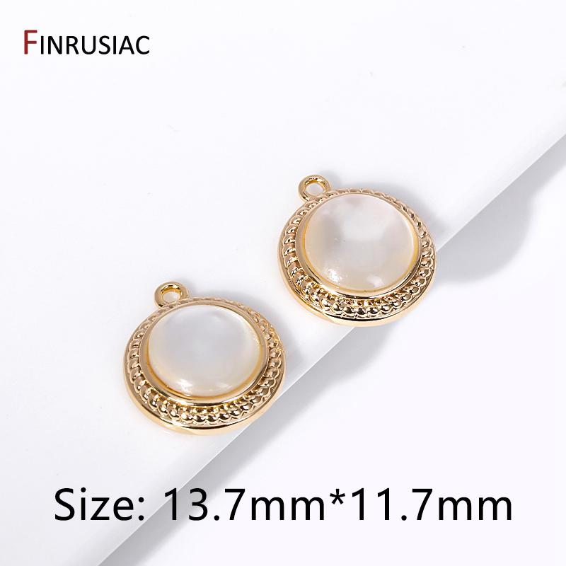 

14K Gold Plated Brass Metal Natural Shell Charms For Necklace Making Supplies, Luxury Shell Pendants For Earring Making 2 pieces