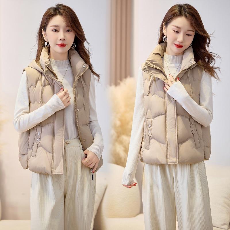 Cangzhou autumn and winter new hooded outer wear down cotton vest large size warm vest cotton vest thickened cotton vest women
