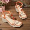 Fashion 2025 Summer New Womens Wedge Sandals Hot Platform Peep Toe Elasticity Band Back Strap Slingback Boho Shoes Sandalias Size 36-43
