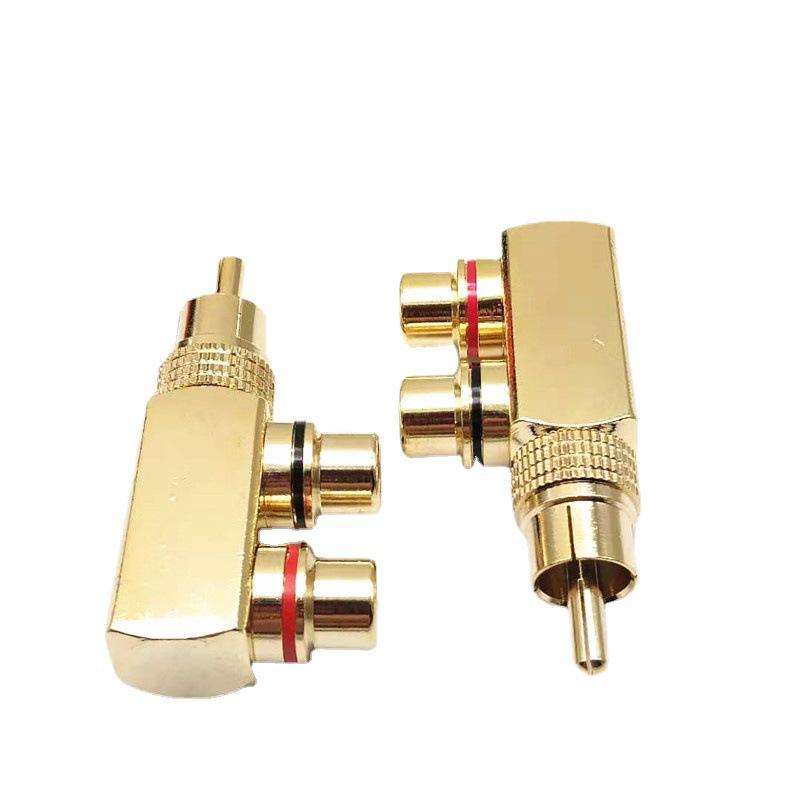 Pistol Copper Gold-Plated Lotus RCA 1-to-2 AV Adapter: Male to 2 Female