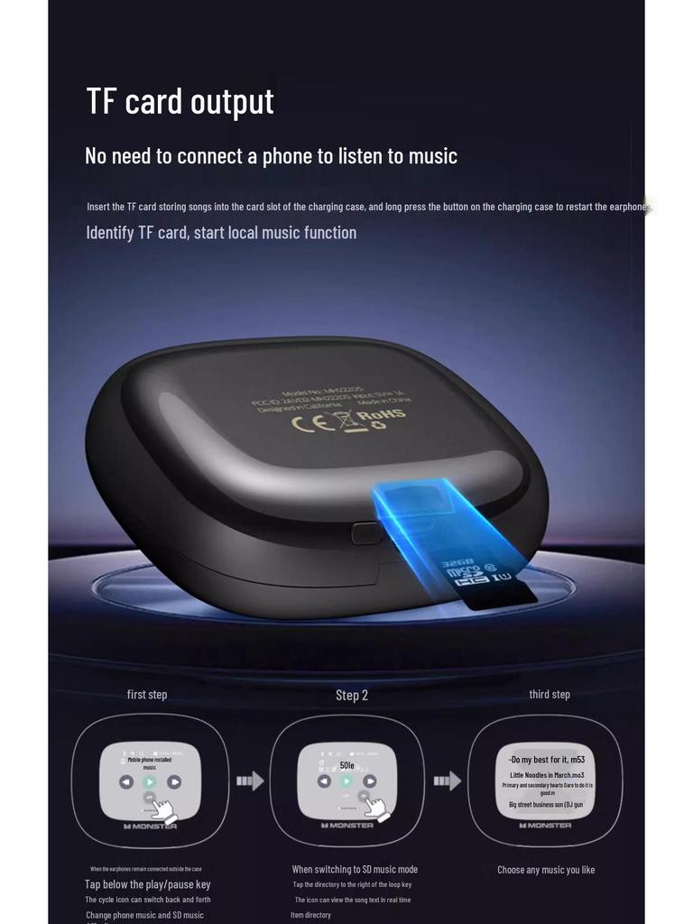 Monster MH22205 Open-Ear Bluetooth Sports Earphones with Touch Control & Waterproofing