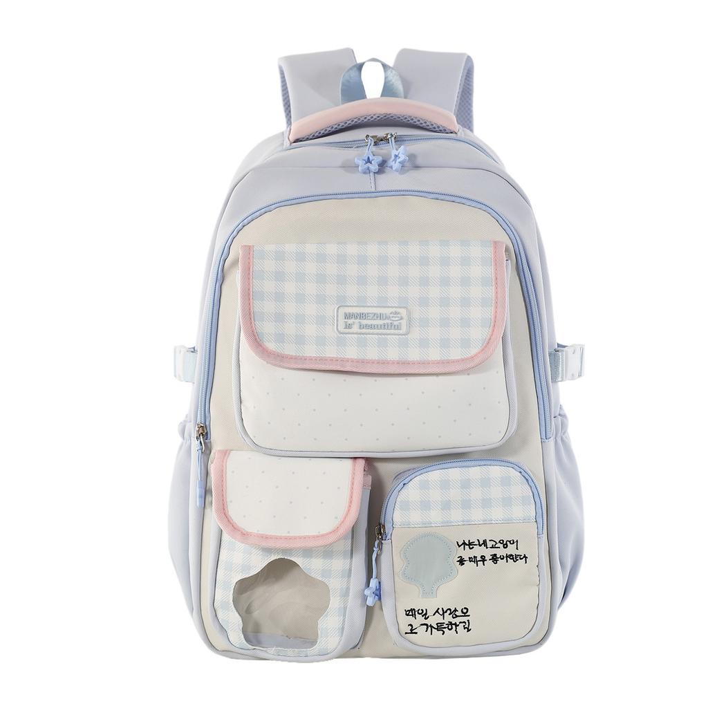 School Bag New Student Backpack for Women, Japanese Cute Dopamine Colorblock School Bag, Academy Style Junior High School Backpack