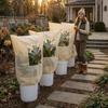 Winter Garden Plant Shield Cover, Drawstring Freeze Protection Bag with Window, Non-woven Outdoor Fruit Tree Fabric Frost Blanket for Potted