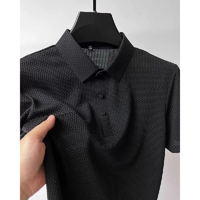 2026 solid color polo shirt, fashionable and trendy, short-sleeved t-shirt with a collar, men's summer casual slim-fit versatile collared top